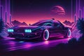 Nighttime Drive in a Futuristic Synthase Car, Generative Ai