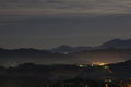 Nighttime hills outside Urbino Italy