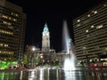 Nighttime image of Love Park and it\'s fountains Royalty Free Stock Photo