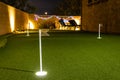 Nighttime image of a personal home putting green