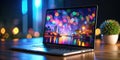 Nighttime Laptop Screen Quality Control Animation 4K White Background Stock Photo for Software Testing and Workflow