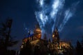 The Nighttime Lights At Hogwarts Royalty Free Stock Photo