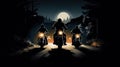 Nighttime Minimalistic Biker Gang AI Generated