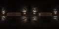 Nighttime 360 panorama of a brick tunnel interior with lights vr environment map Royalty Free Stock Photo