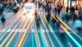 Nighttime rush hour in the city, blurred motion of transportation generated by AI Royalty Free Stock Photo