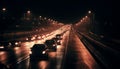 Nighttime rush hour on illuminated city highway with blurred motion generated by AI Royalty Free Stock Photo