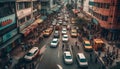 Nighttime rush hour traffic jam in crowded city street chaos generated by AI Royalty Free Stock Photo