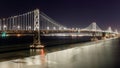 Nighttime at the San Francisco-Oakland Bay Bridge via Treasure Island Royalty Free Stock Photo