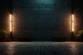 Nighttime serenity Empty brick scene with warm ambient lighting, 3D