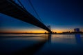 a bridge over a large body of water in the night Royalty Free Stock Photo