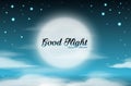 Nighttime sky background with full moon, clouds and stars. Moonlight night. Royalty Free Stock Photo