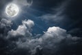 Nighttime sky with clouds, bright full moon would make a great b Royalty Free Stock Photo