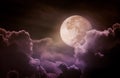 Nighttime sky with clouds, bright full moon would make a great b Royalty Free Stock Photo