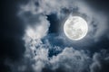 Nighttime sky with cloudy and bright full moon would make a great background. Royalty Free Stock Photo