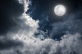 Nighttime sky with cloudy and bright moon would make a great background. Royalty Free Stock Photo