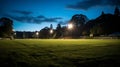 Nighttime Soccer Field Illuminated By Sunrays: A Luminist Landscape