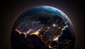 Nighttime Splendor of Earth from Space, A Vincent van Gogh Inspired View, Made with Generative AI