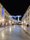 Night time on Stradun at Christmas, Dubrovnik, Croatia Royalty Free Stock Photo