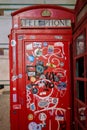 Nighttime Urban Art: Graffiti on a Classic Telephone Box