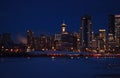 Panoramic View Of Downtown Calgary At Night In The Winter Royalty Free Stock Photo