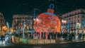 Scenic view of Christmas decorations on the streets of Lisbon, Portugal at night