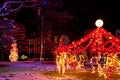 Nighttime village Christmas display Royalty Free Stock Photo