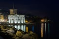 Nightview on the castle on the sea Royalty Free Stock Photo