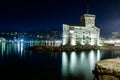 Nightview on the castle on the sea Royalty Free Stock Photo