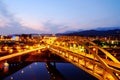 Nightview of cross bridges Royalty Free Stock Photo