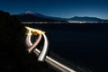 Nightview of Mount Fuji and Tomei Highway in winter