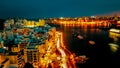 Nightview of the Strand in Sliema, Promenade Royalty Free Stock Photo