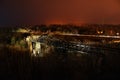 Nighty landscape with abandoned historic railway viaduct across Ohre river near Kadan city