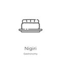 nigiri icon vector from gastronomy collection. Thin line nigiri outline icon vector illustration. Outline, thin line nigiri icon