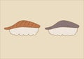 Nigiri Sushi Icons with Salmon, Tuna, and Rice