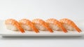 Nigiri, sushi with a small portion of rice topped with fish or shrimp Royalty Free Stock Photo