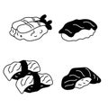 Nigiri Sushi Vector Lineart - Monochrome Japanese Culinary Art