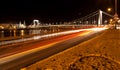 Nigth city scene with road and bridge