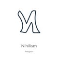 Nihilism icon. Thin linear nihilism outline icon isolated on white background from religion collection. Line vector nihilism sign Royalty Free Stock Photo