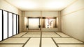 Nihon room interior background with shelf wall japanese style design hidden light.3d rendering Royalty Free Stock Photo