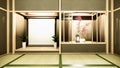 Nihon room interior background with shelf wall japanese style design hidden light.3d rendering Royalty Free Stock Photo