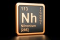 Nihonium Nh chemical element. 3D rendering Royalty Free Stock Photo