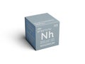 Nihonium. Post-transition metals. Chemical Element of Mendeleev\'s Periodic Table. 3D illustration Royalty Free Stock Photo