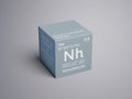 Nihonium. Post-transition metals. Chemical Element of Mendeleev\'s Periodic Table. 3D illustration Royalty Free Stock Photo