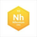 Nihonium symbol. Chemical element of the periodic table. Vector stock illustration. Royalty Free Stock Photo