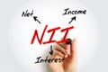 NII Net Interest Income - difference between revenues generated by interest-bearing assets and the cost of servicing liabilities, Royalty Free Stock Photo