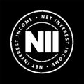 NII Net Interest Income - difference between revenues generated by interest-bearing assets and the cost of servicing liabilities, Royalty Free Stock Photo