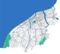 Niigata map. Detailed map of Niigata city administrative area. Cityscape panorama illustration. Road map with highways, streets,