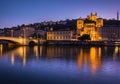 Niight view in Lyon city, France Royalty Free Stock Photo