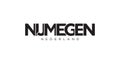 Nijmegen in the Netherlands emblem. The design features a geometric style, vector illustration with bold typography in a modern Royalty Free Stock Photo