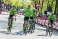 Nijmegen, Netherlands May 7, 2016; Rigoberto Uran and his followers after finishing the sprint